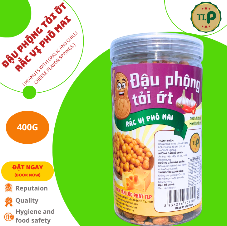 ĐẬU PHỘNG TỎI ỚT RẮC VỊ PHÔ MAI TÂN LỘC PHÁT HŨ 400G