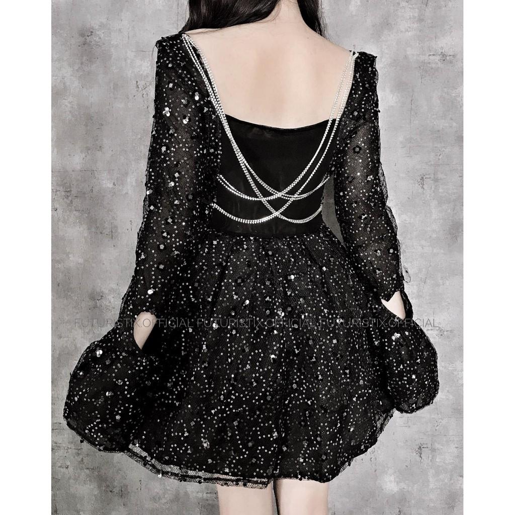 V179: Váy ngắn xòe black pearl