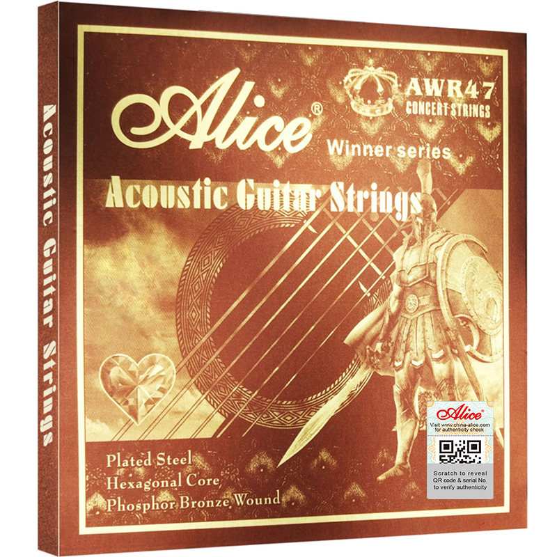 Dây đàn Alice AWR47 Acoustic Guitar String Set, Plated Steel Plain String, Phosphor Bronze Winding, Anti-Rust Coating - Hàng chính hãng