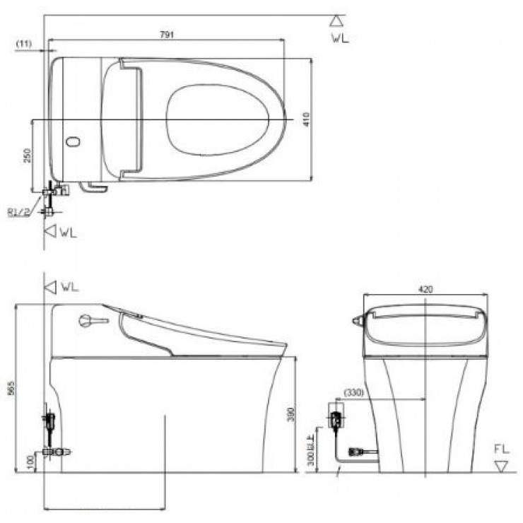 Bồn Cầu Điện Tử American Standard WP-5017 Aerozen G2