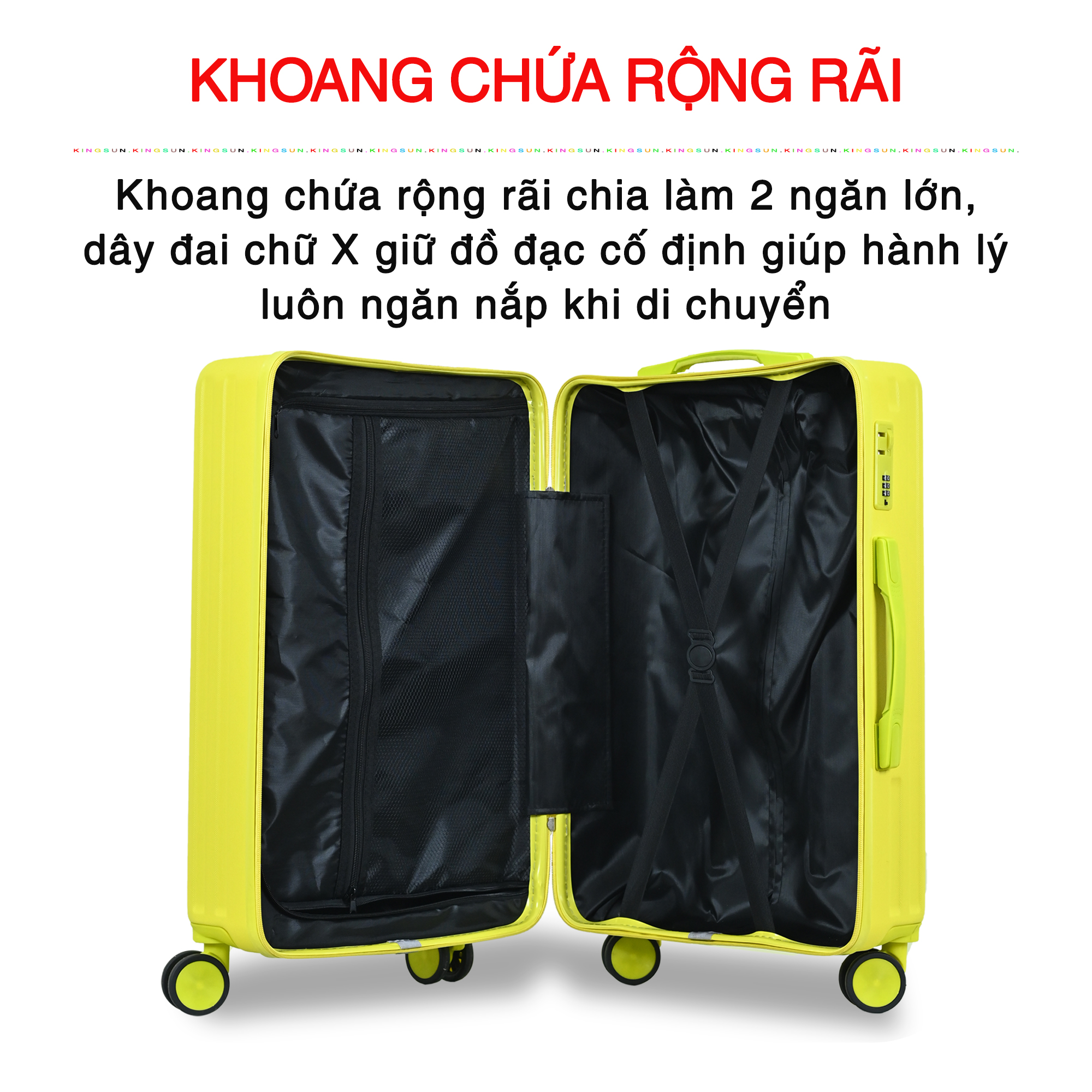 Vali kéo du lịch cao cấp bảo hành chính hãng Size 24inch-KS 219 - Vàng chanh