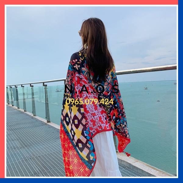 -Khăn choàng cổ Boho thổ cẩm 90x190cm chất Linen thổ cẩm - Phá cách thời trang ấn tượng- Qùa tặng 20/10-quà