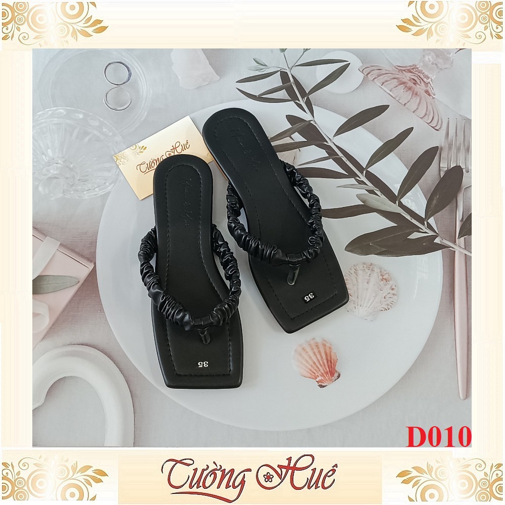 SALE SALE SALE - Dép Kẹp Quai Nhún Mũi Vuông Đế Bệt - D010