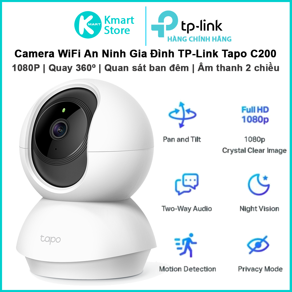 Camera IP 360 độ 1080P TP-Link Tapo C200 Trắng - Hàng chính hãng