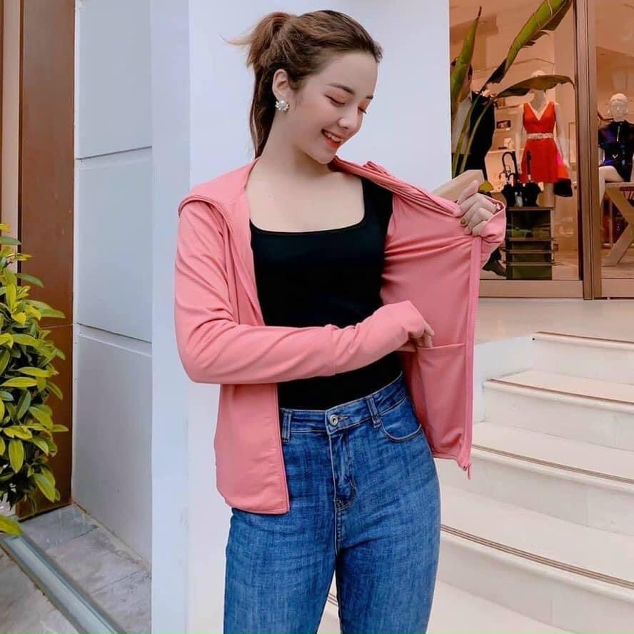 Áo chống nắng nữ Chất thun Kim Cương mỏng mát thông hơi kèm túi đựng