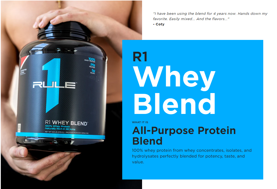 Sữa tăng cơ Rule 1 Whey Blend 64-69 servings - 2.2kg tặng Rule 1 Shaker