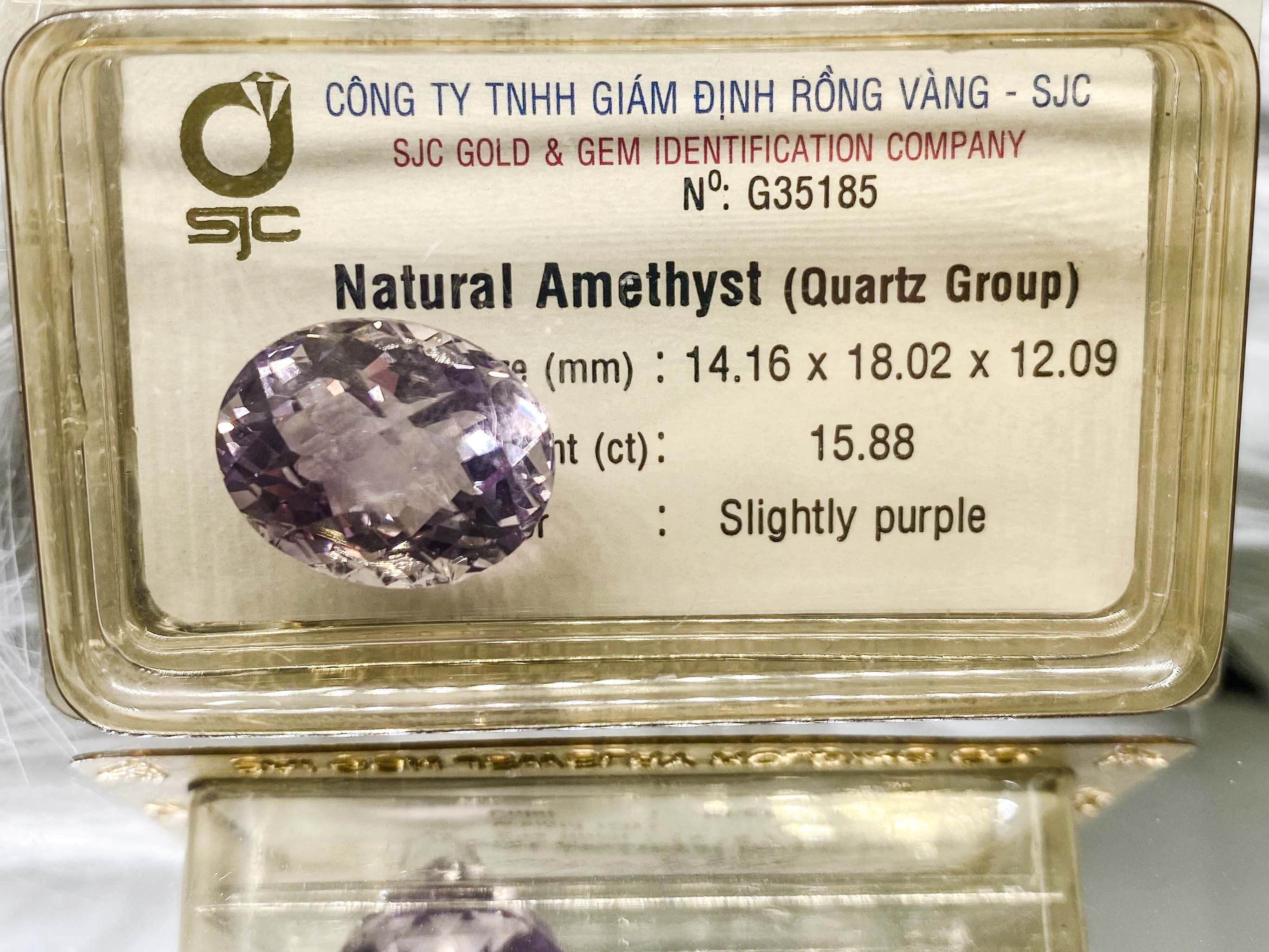 Viên thạch anh tím amethyst oval giác lưới 15.88ct 35185