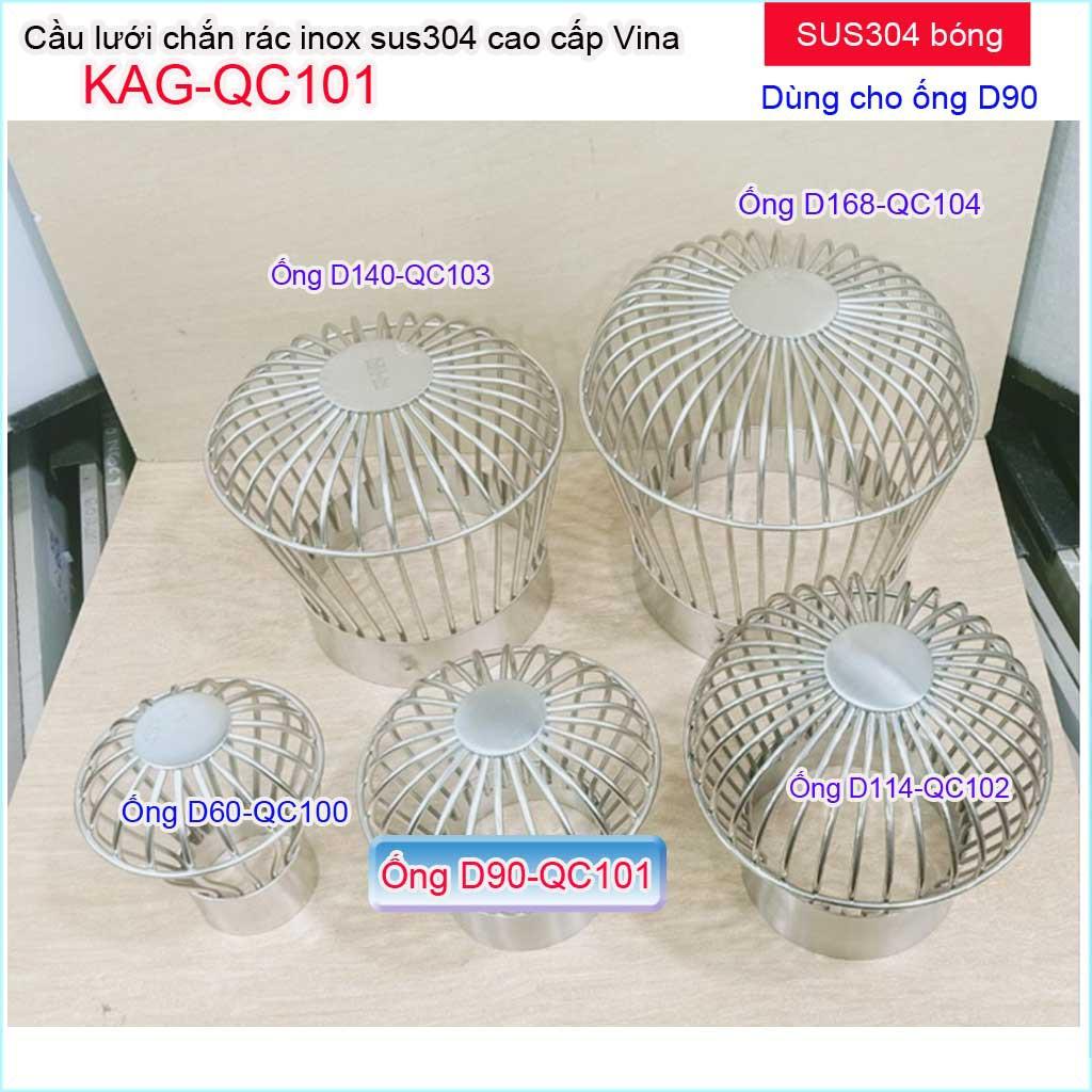 Cầu lưới Inox 304 dày D90-114, cầu chặn rác nước mưa D90-114 KAG-QC101 thoát nước nhanh hiệu suất tốt