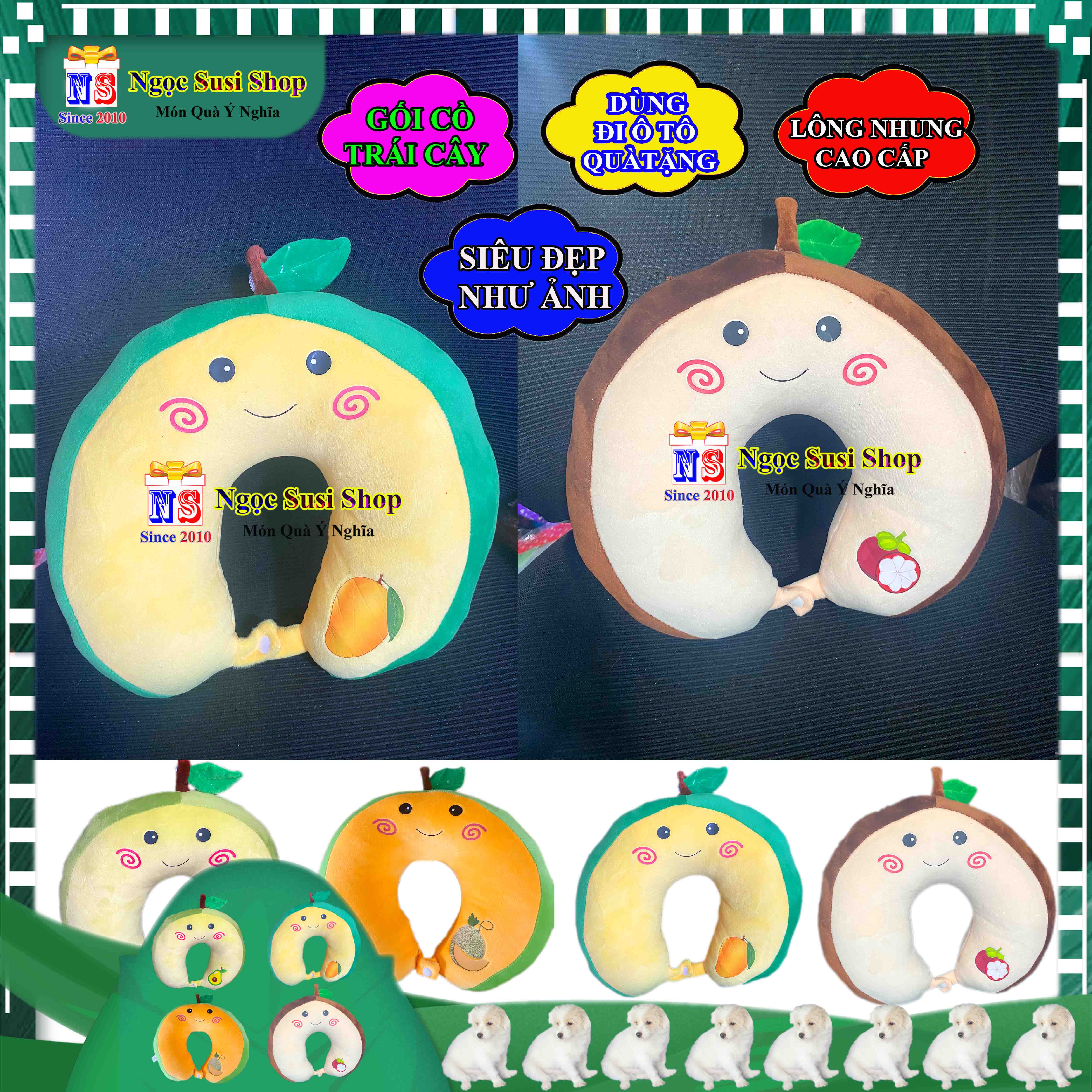 GẤU BÔNG GỐI CỔ GỐI KÊ CỔ CHỮ U HÌNH TRÁI CÂY DÙNG ĐI XE DU LỊCH CHO ĐỠ MỎI CỔ - GAIO NGẪU NHIÊN MẪU