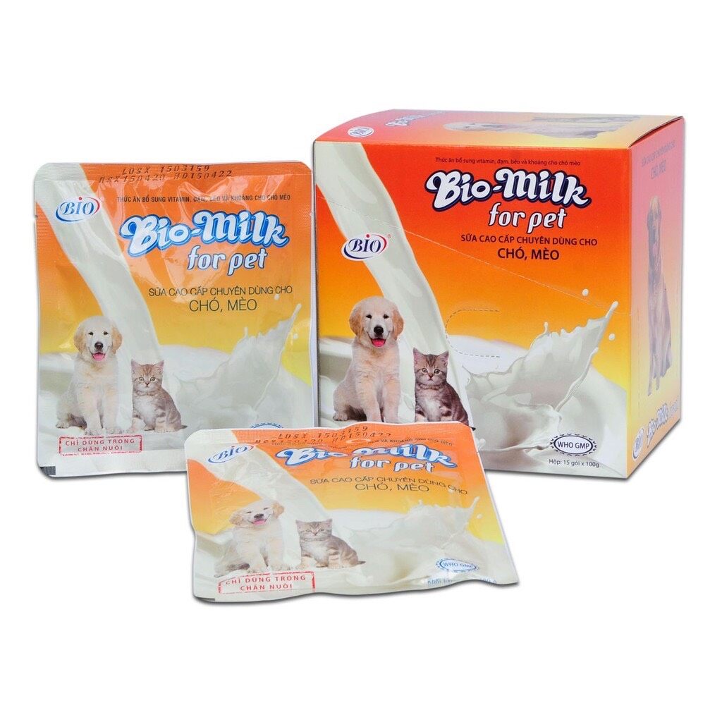 Sữa cho chó con, sữa cho mèo con thú cưng Bio Milk 100g - Sữa bột cho chó mèo con