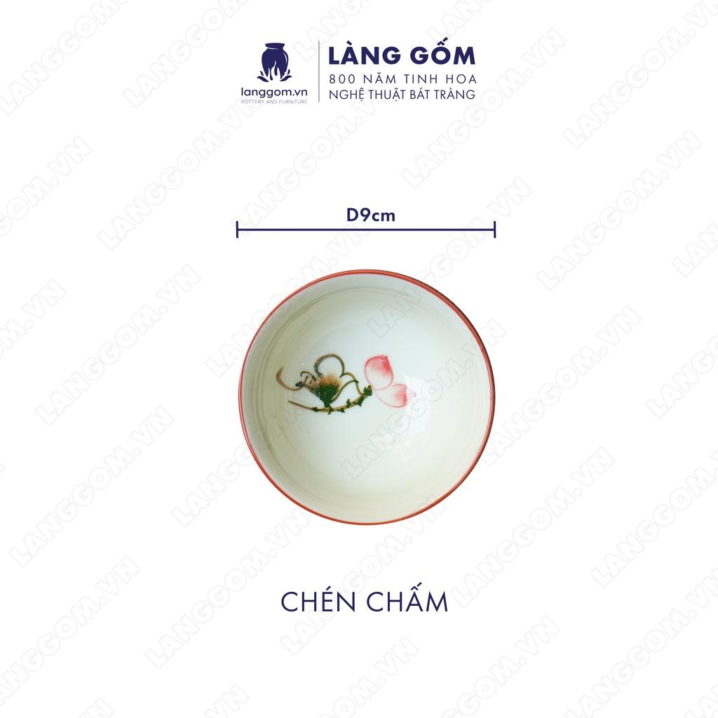 Bộ bàn ăn mặt trời Men trắng vẽ hoa sen hồng - Size: 45 cm - Gốm sứ Bát Tràng - langgom.vn