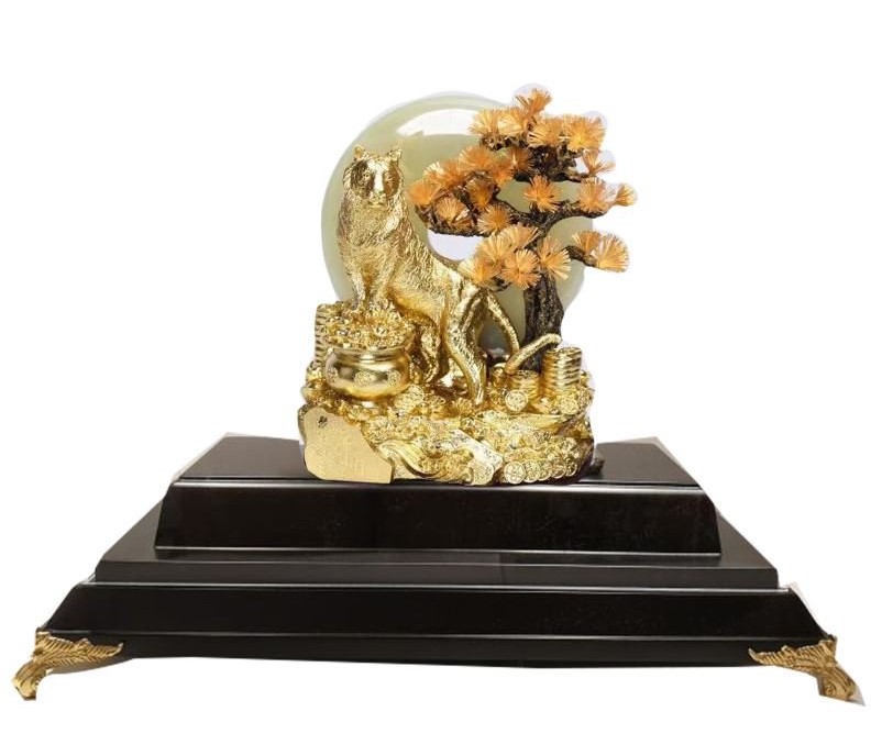 Tượng hổ dát vàng 24k MT Gold Art- - Hàng chính hãng, trang trí nhà cửa, phòng làm việc, quà tặng sếp, đối tác, khách hàng, tân gia, khai trương
