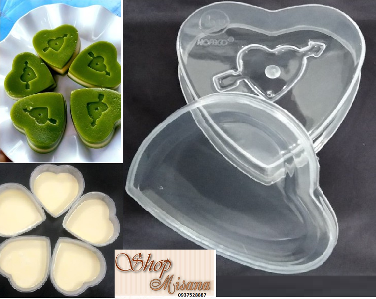 Combo 10 hộp nhựa bánh flan hình tim cao cấp, an toàn, bền đẹp có nắp