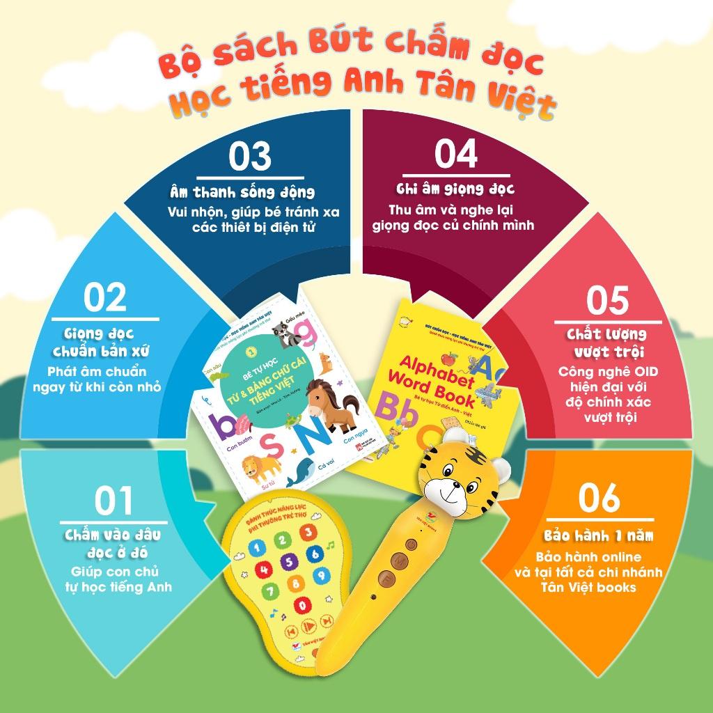 Bộ sách 5 cuốn: Bút chấm đọc - Học tiếng Anh Tân Việt - Bộ sách học tiếng Anh cho trẻ - Tân Việt - Bản Quyền