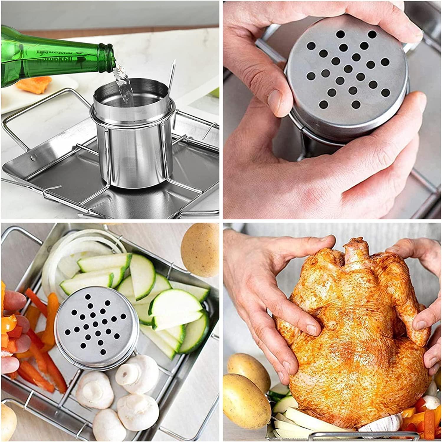 Rang và hỗ trợ thẳng đứng cho lon bia gà, nướng thịt gà để nướng bia, lon gà, nướng, lò nướng hoặc máy rửa chén, máy rửa chén