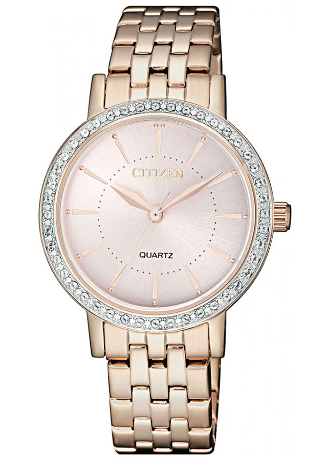 Đồng Hồ Nữ Citizen Đính Đá Swarovski Dây Thép Không Gỉ EL3043-81X - Mặt Hồng