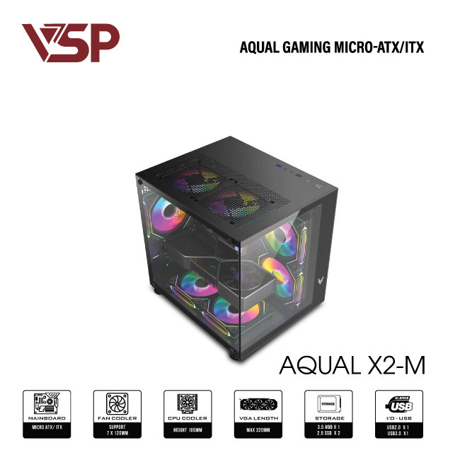 Vỏ Máy Tính Case VSP Aqual X2-M Đen – Hàng Chính Hãng