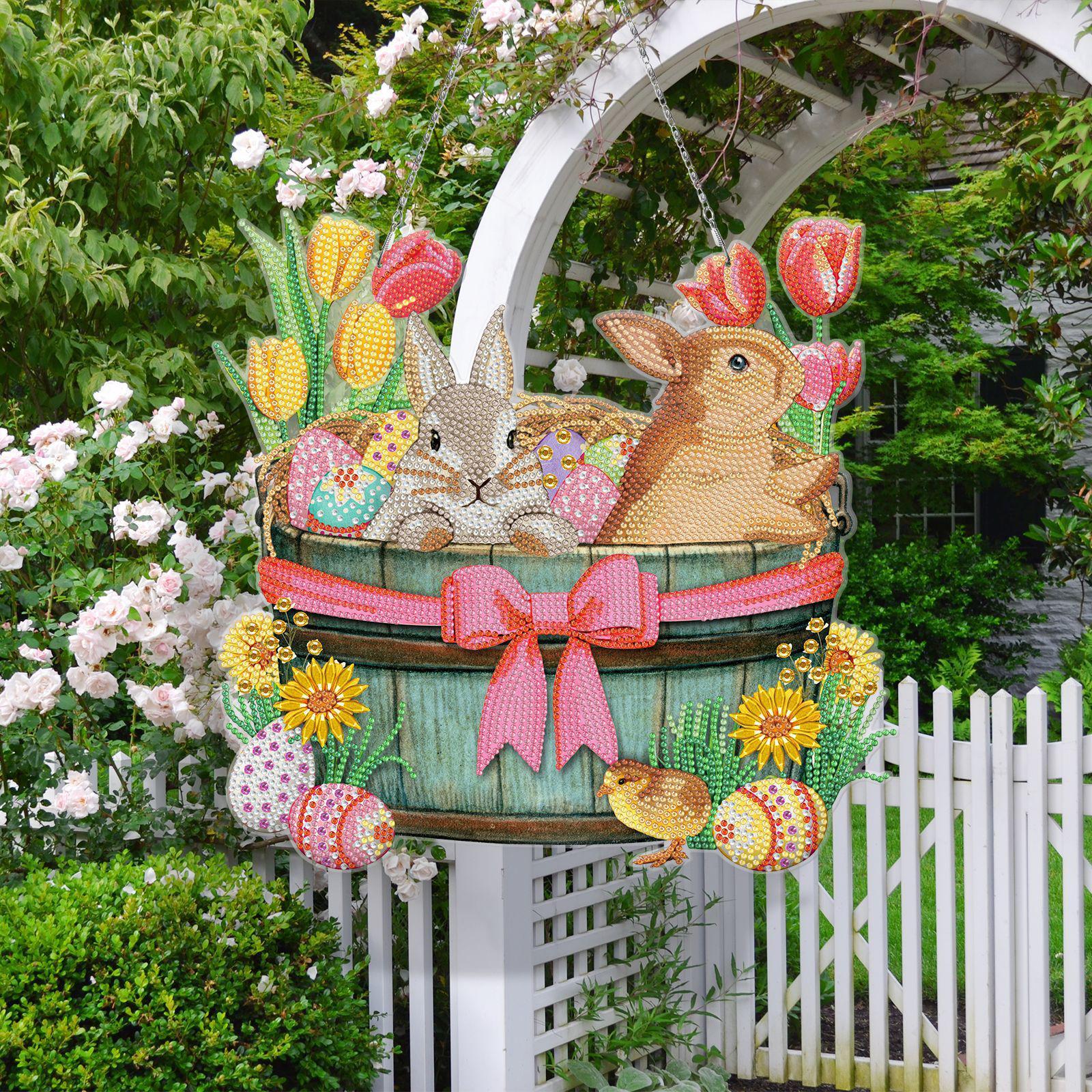 5D Diamond Paint Easter Bunny Hanging Ornament Window Decoration