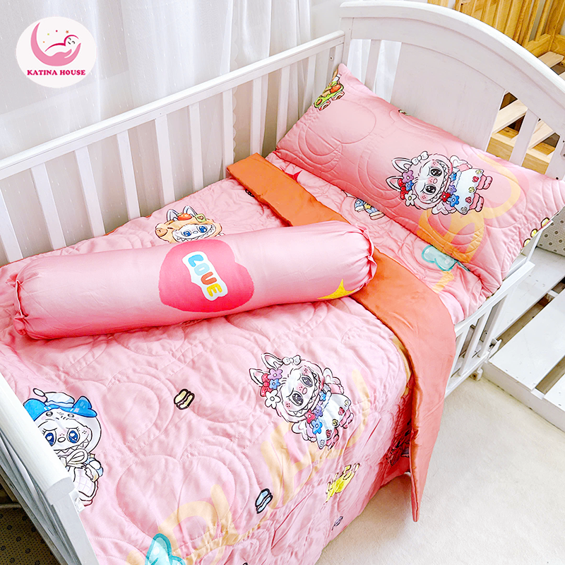 Trọn bộ Combo Túi nệm, gối ôm, mền Katina House, vải Tencel 60s bóng mượt mát lạnh, phù hợp mầm non tiểu học