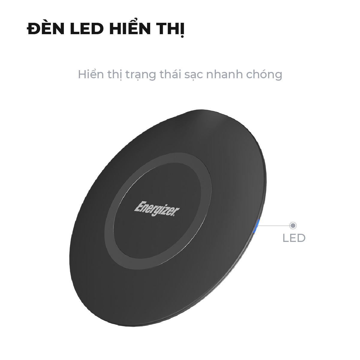 Đế sạc không dây Energizer 15W kèm cáp MicroUSB - WCP105BK - Hàng chính hãng