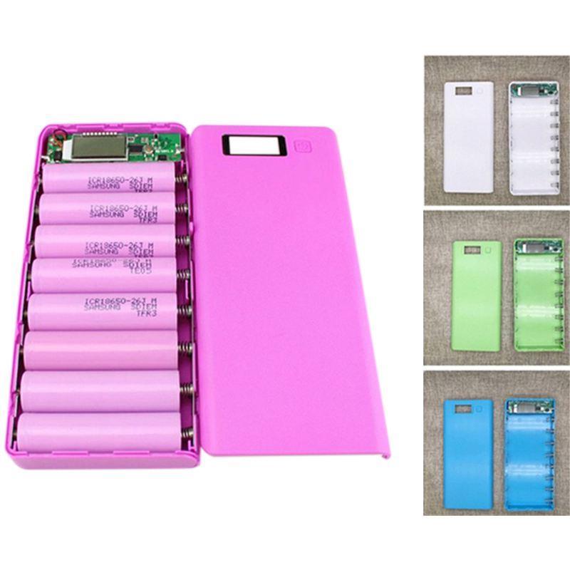 Hộp Pin Sạc Dự Phòng Diy 8x18650 Hai Cổng Usb Màu Trắng