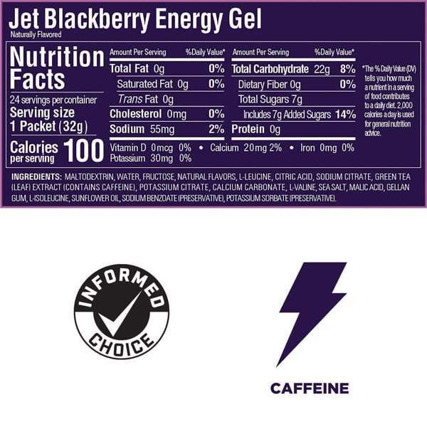 GU Energy Gel Năng Lượng Chạy Bộ Vị Jet BlackBerry - Combo 6 Gói