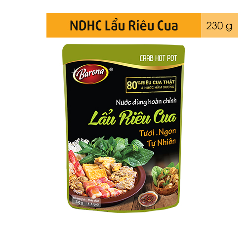 Nước Dùng Lẩu Riêu Cua Barona 230g tươi ngon chuẩn vị không cần nêm nếm