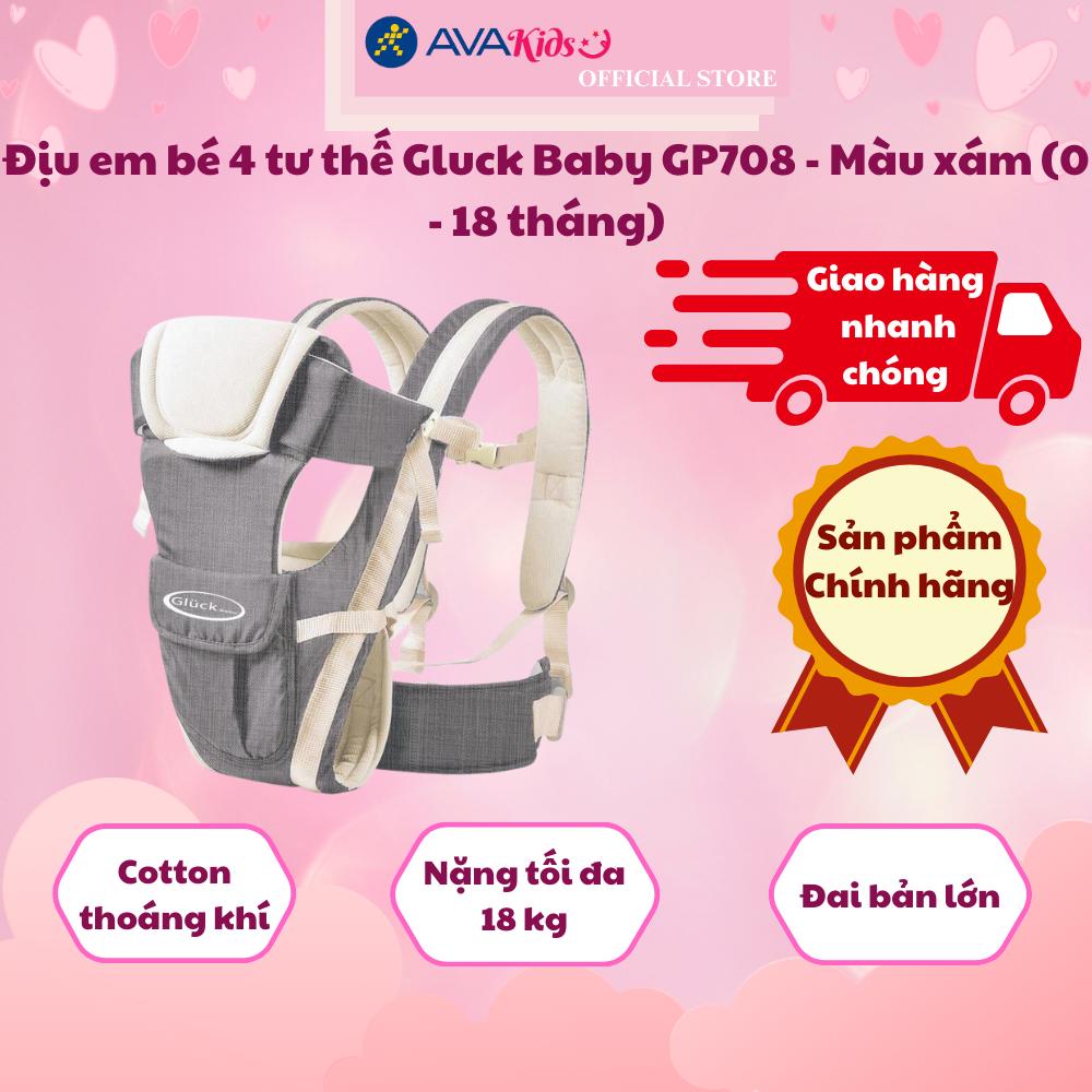 Địu em bé 4 tư thế Gluck Baby GP708 - Màu xám (0 - 18 tháng)