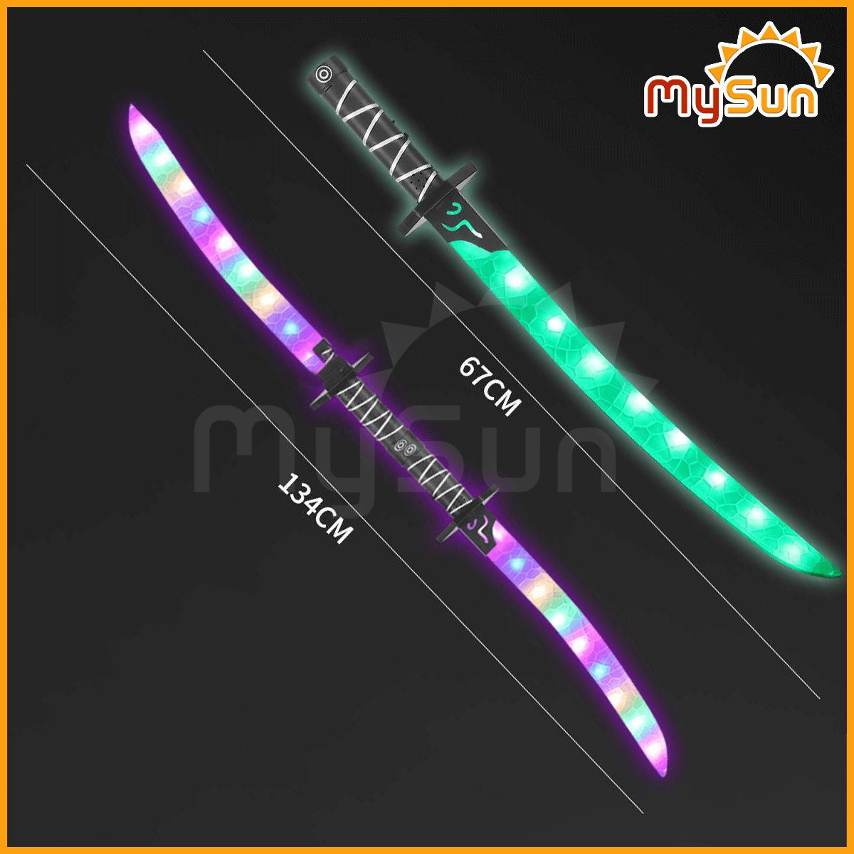 Kiếm Katana Nhật nhựa phát ánh sáng đồ chơi Samurai mini giá rẻ như thật cho bé trai tặng PIN MySun