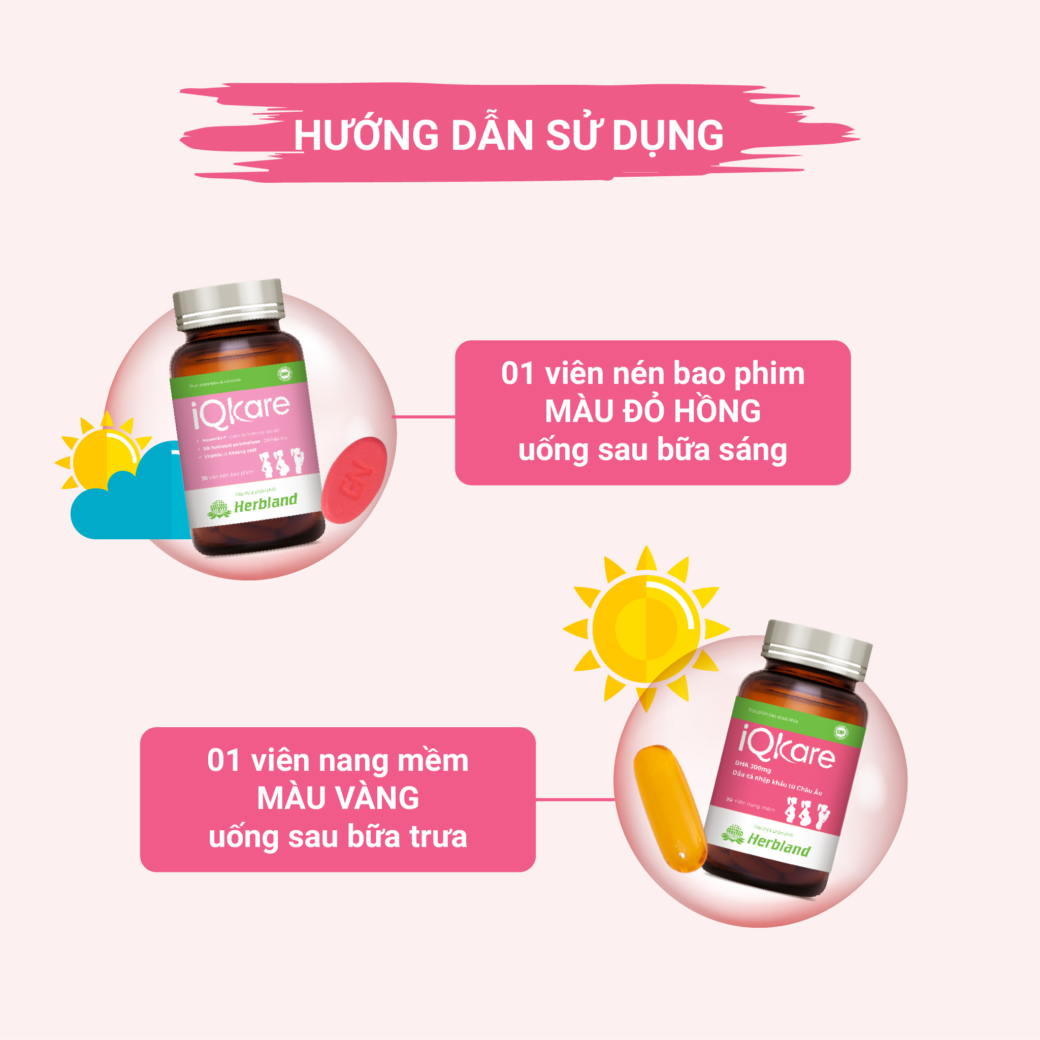 Viên uống IQKARE bổ sung Vitamin, khoáng chất cho mẹ bầu (Hộp 2 lọ/30 viên)