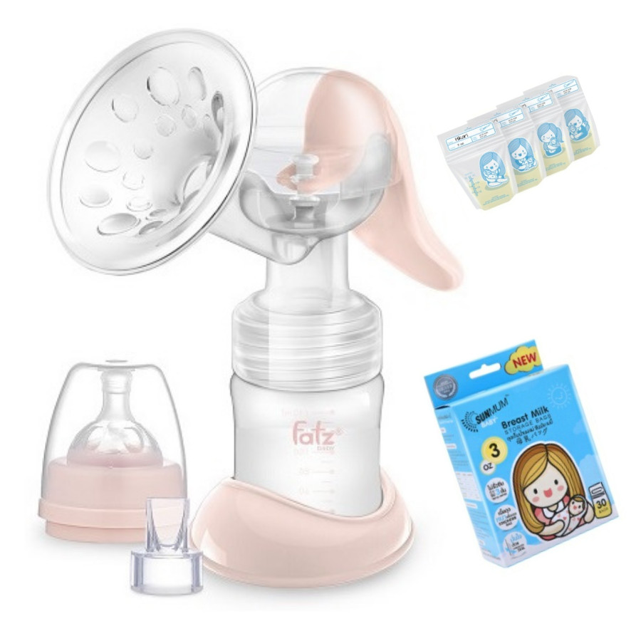 Combo máy hút sữa bằng tay Fatzbaby (Handy1/Handy 2/Handy3/Handy4/Breastfit) + hộp 30 túi trữ sữa sunmum 100ml