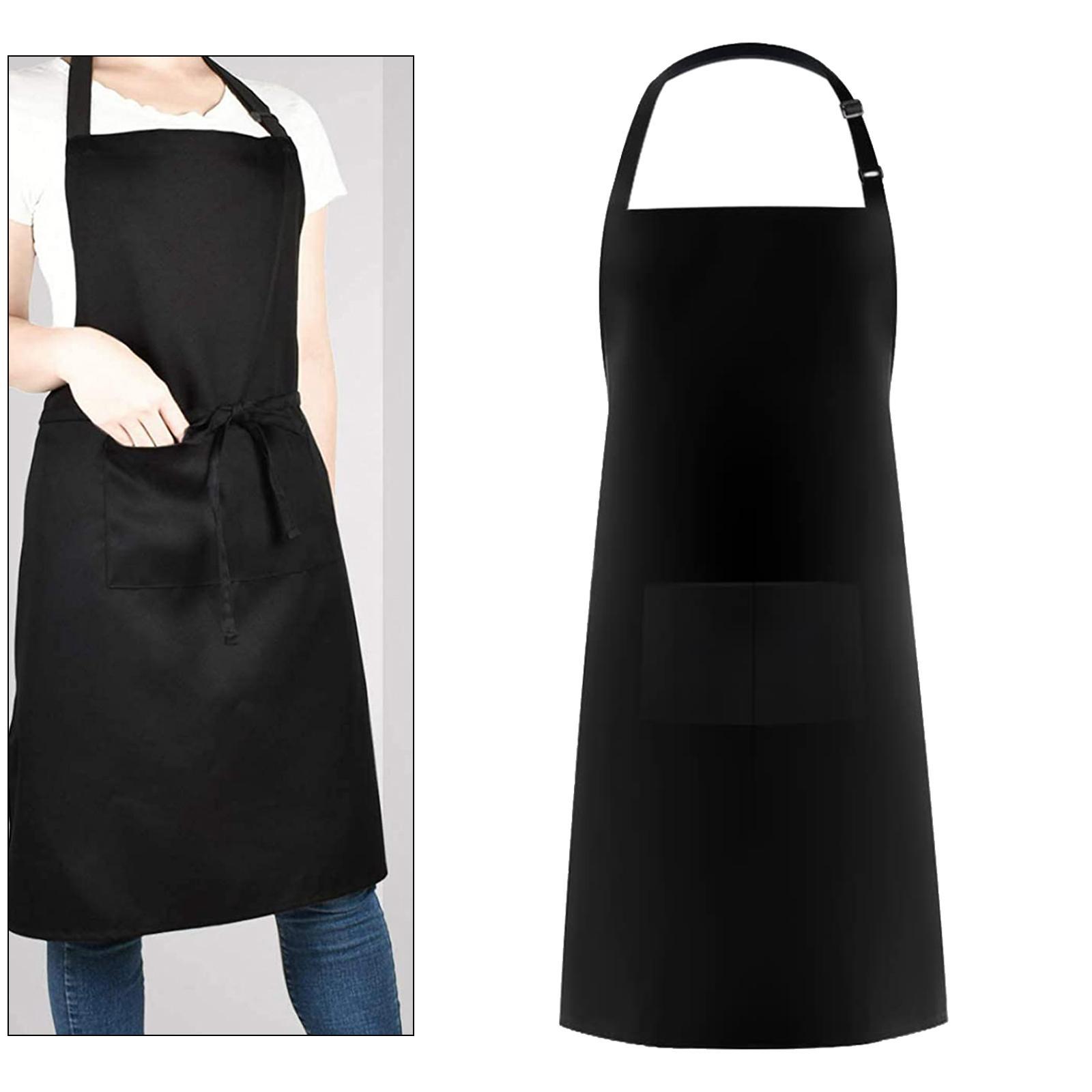 2X Men Women Cooking Apron with Large Pocket Baking Cooking Kitchen Apron Black
