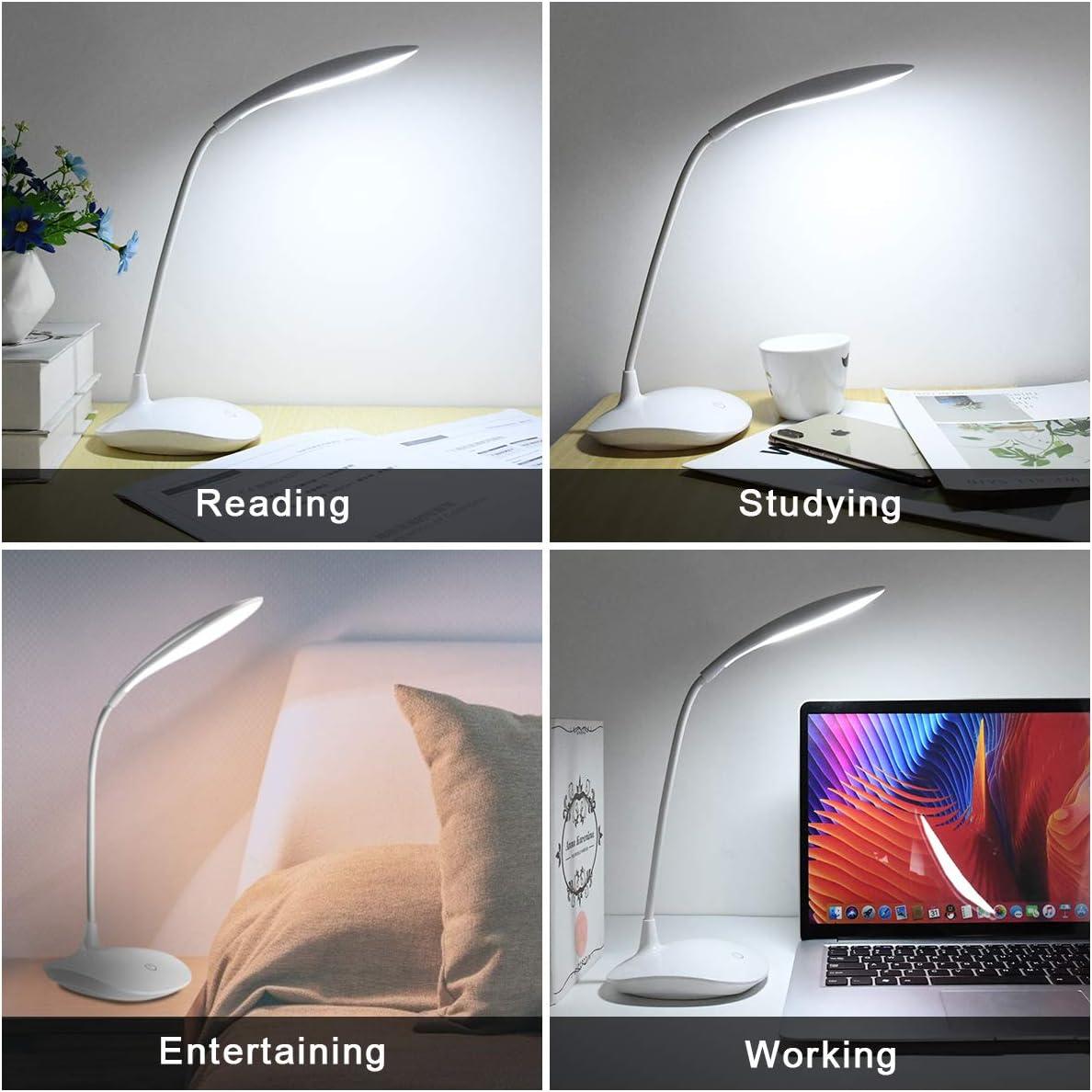 Đèn LED Để Bàn, Đèn Đọc Sách Led Kèm Cáp USB, 15 Bóng Led, 3 Mức Độ Sáng, Linh Hoạt 360.800mAh, Điều Khiển Cảm Ứng, Bảo Vệ Mắt, Cho Học Tập, Đọc Sách