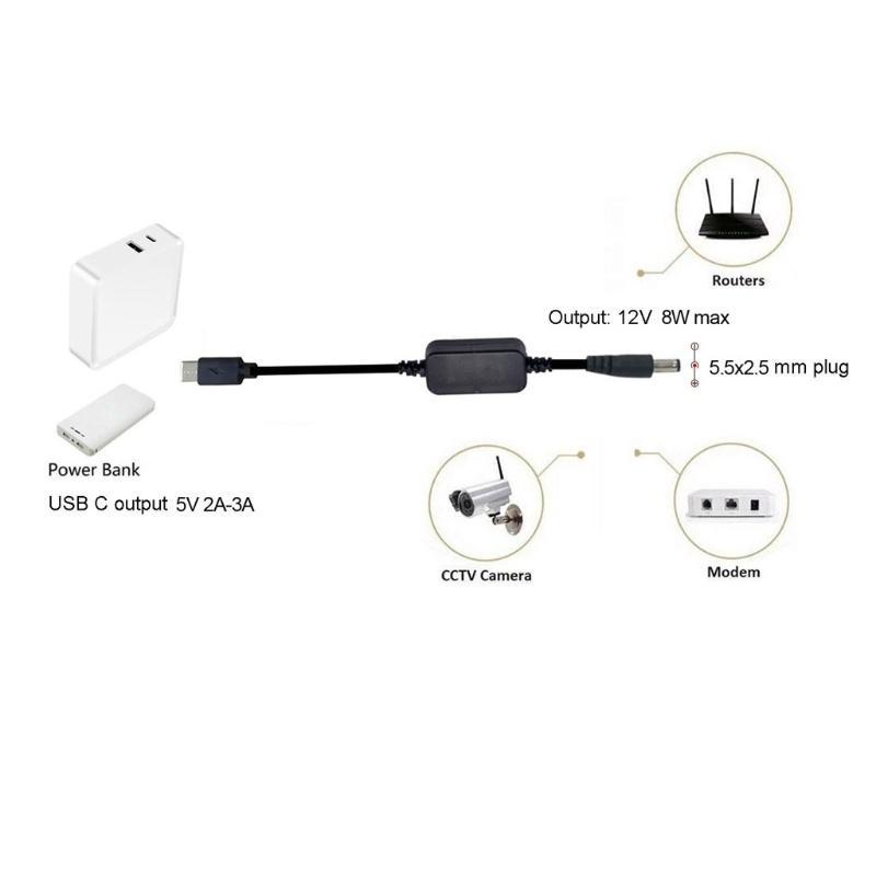 Dây Cáp Nguồn Chuyển Đổi Cổng Usb C 5v Sang 12v 5.5x2.5mm Cho Bộ Định Tuyến Wifi