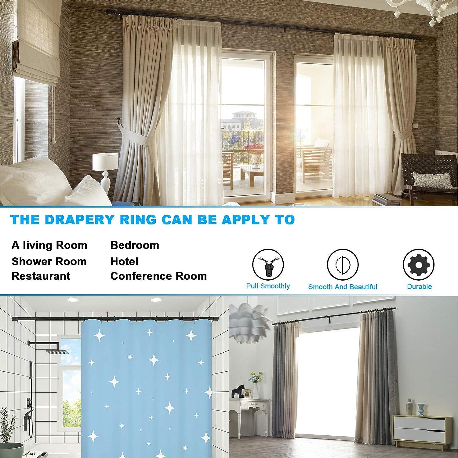 40PCS Vòng rèm màu đen với màn cho thanh rèm vòng rèm)