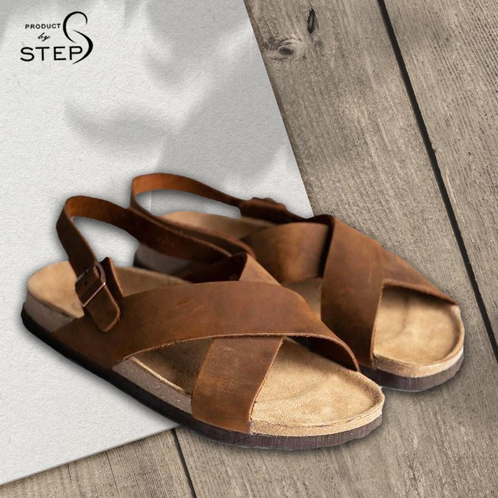 Giày đế trấu Unisex Da Quai chéo
