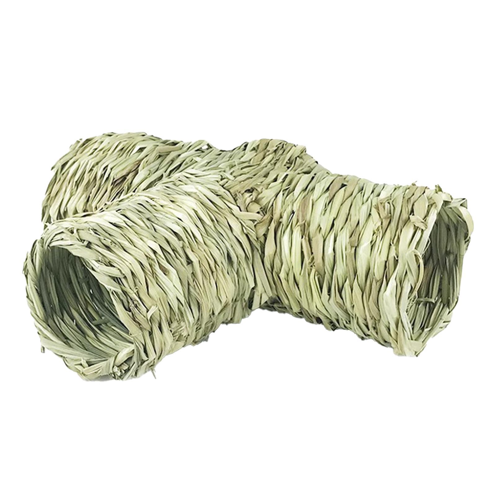 Hamster Grass Tunnel Interactive Toy Hay Bed Cage Cottage Hut Rabbit Tunnel Tube for Hamster Rat Squirrels Ferret