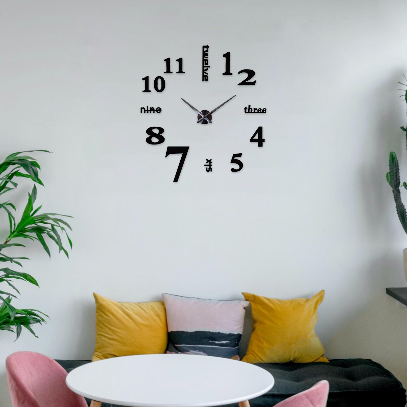 Modern Wall Clock Acrylic Frameless Decal Digital Clock Hanging DIY Silent for Kitchen Office Bedroom Farmhouse Ornament