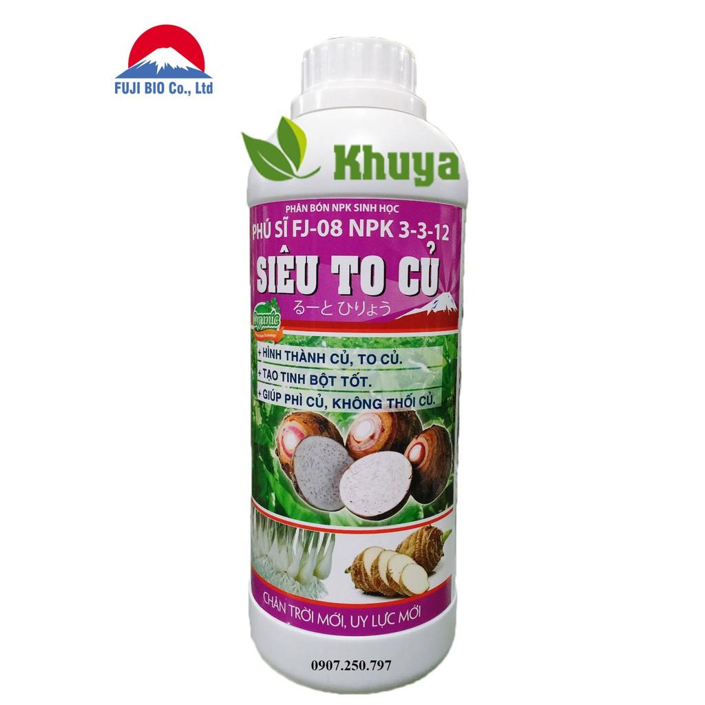 Phân bón NPK sinh học FJ Siêu To Củ chai 1 lít Tạo Củ Phì Củ Chống thối