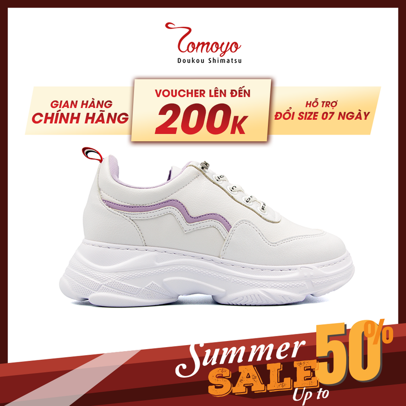 Giày Sneaker Nữ Đế Cao 7cm Da Microfiber Siêu Nhẹ Tomoyo TMW31407