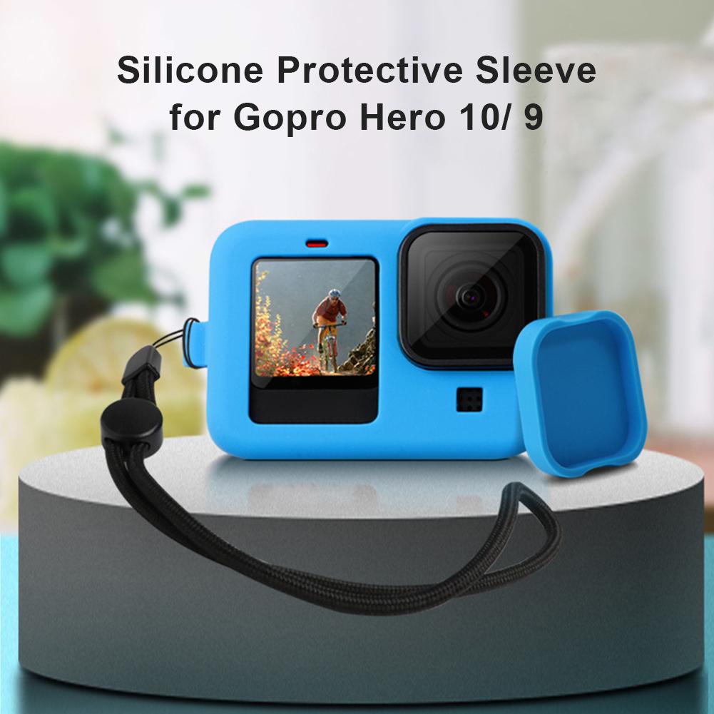 Vỏ silicone cho anh hùng 10 9 Khung nhà ở ống kính bảo vệ nắp ống kính với phụ kiện camera thể thao dây buộc