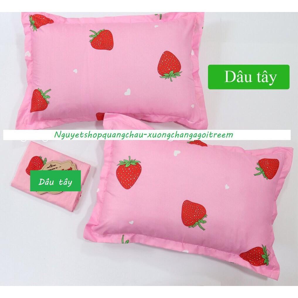 (Rẻ vô địch) Áo gối nằm, vỏ gối đầu 45x65cm poly cotton mẫu Dâu Tây Hồng bao bọc gối nằm nhiều mẫu mới