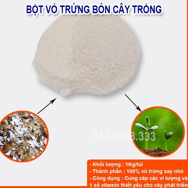 3KG Bột Vỏ Trứng Gà Nhật Bản - Bổ Sung Canxi Giúp Cây Khỏe Mạnh Chống Rụng Hoa, Quả