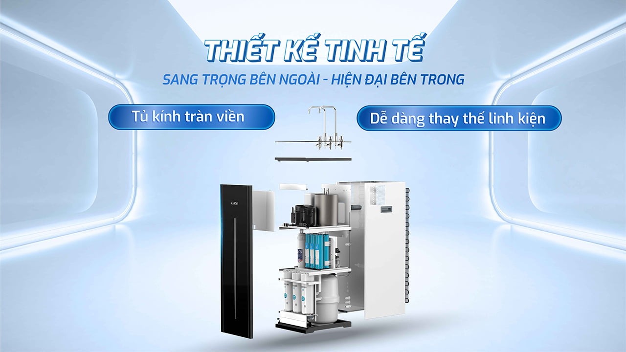 Máy lọc nước nóng lạnh 2 vòi 3 chế độ 10 lõi công nghệ Block Karofi KAD-L56 - Lắp đặt toàn quốc - Hàng chính hãng