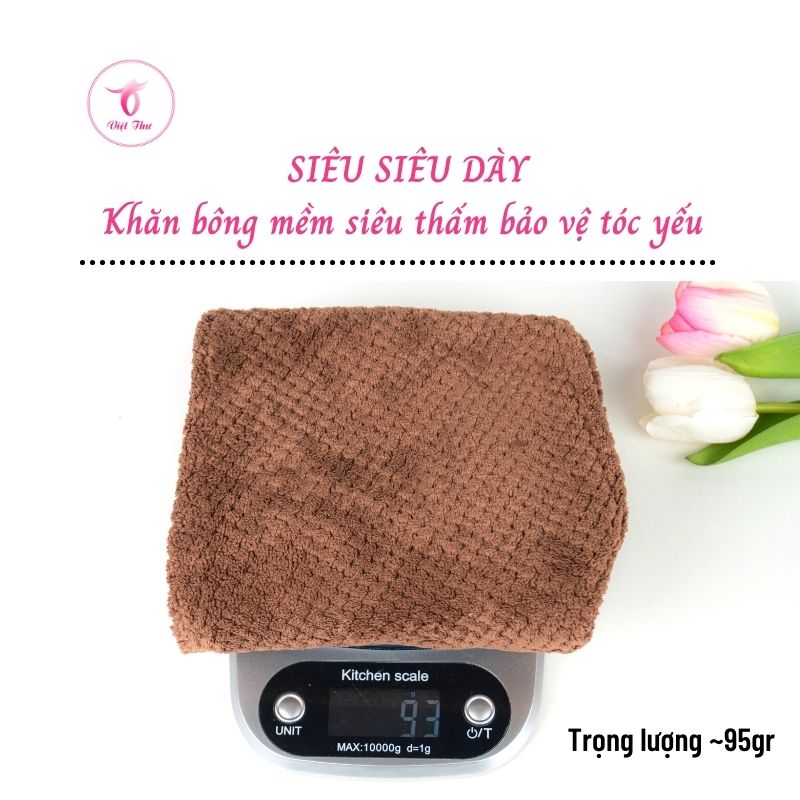 Khăn quấn tóc gội đầu nhanh khô cao cấp sợi Microfiber Việt Thư công nghệ Nhật siêu thấm nước, siêu mềm, bảo vệ tóc - Hàng Chính Hãng