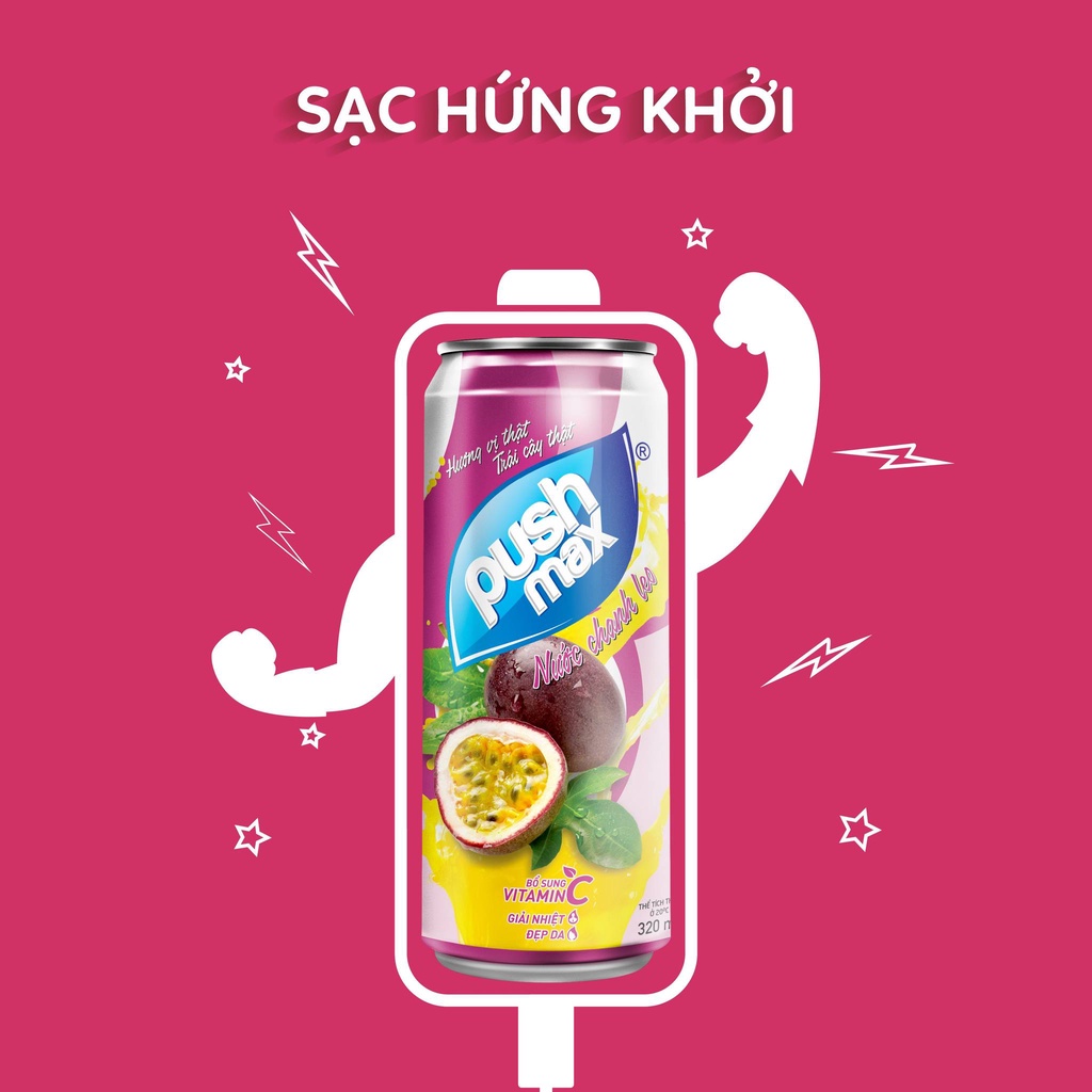 Lốc 6 Lon Nước Trái Cây Chanh Leo Pushmax