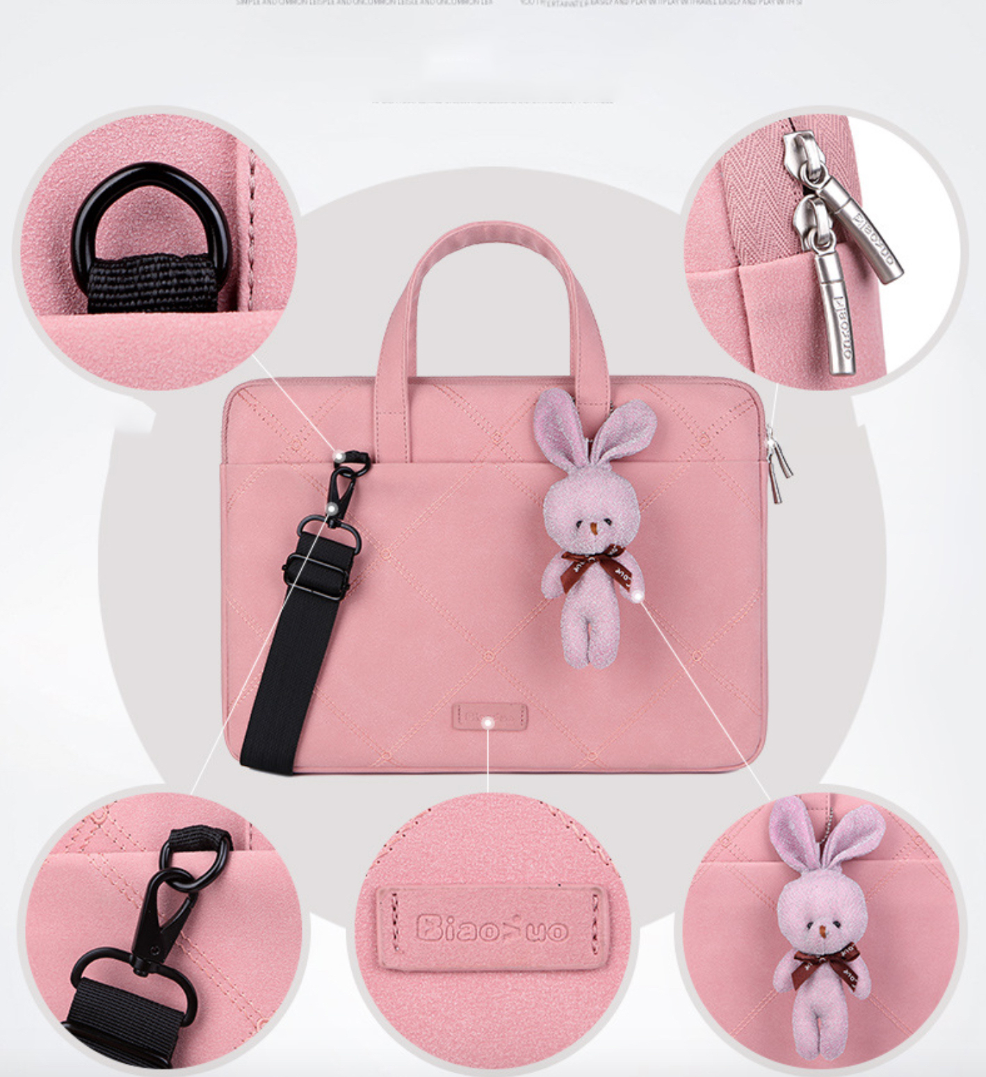 Túi chống sốc da cặp da chống sốc cho macbook, laptop, surface đeo chéo cute tặng kèm gấu bông