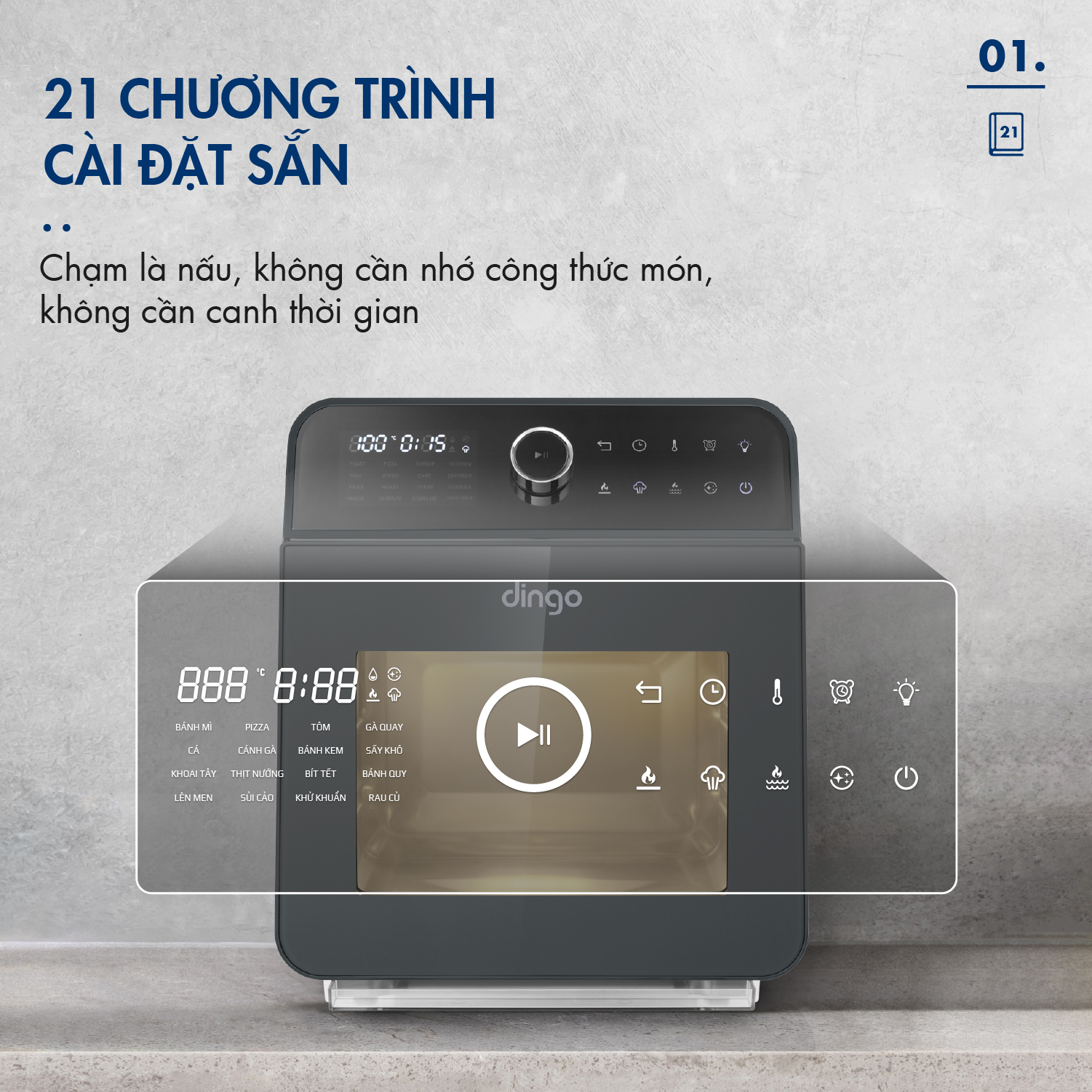 Nồi Chiên Hơi Nước DINGO DSF16 – Công Nghệ Mới Hấp Chiên Kết Hợp – Dung tích 16L – Công Suất 2250W