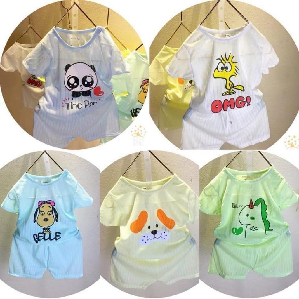 Sét 5 bộ quần áo chất sợi tre màu thấm hút mồ hôi- trẻ em-sơ sinh cho bé