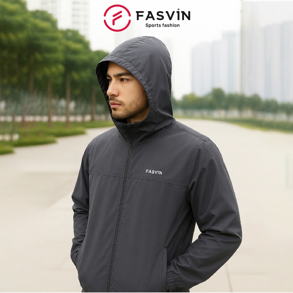 Áo Khoác Gió Nam Fasvin 01 Lớp Có Mũ Chất Liệu Cao Cấp, Cản Bụi, Cản Gió, Giữ ấm AG25683.HN